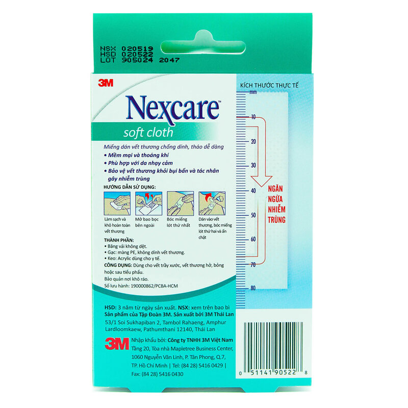 Hộp 4 miếng dán vết thương chống dính, tháo dễ dàng 6x8 cm Nexcare 3M 3M-B300 -  Che phủ và bảo vệ, dùng cho vết trầy xước, vết thương hở, vết bỏng