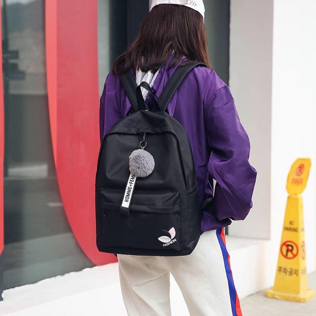 Balo thời trang, balo đi học, đựng laptop Balo Thời Trang 3 Chiễ Lá Cute balo nữ vải