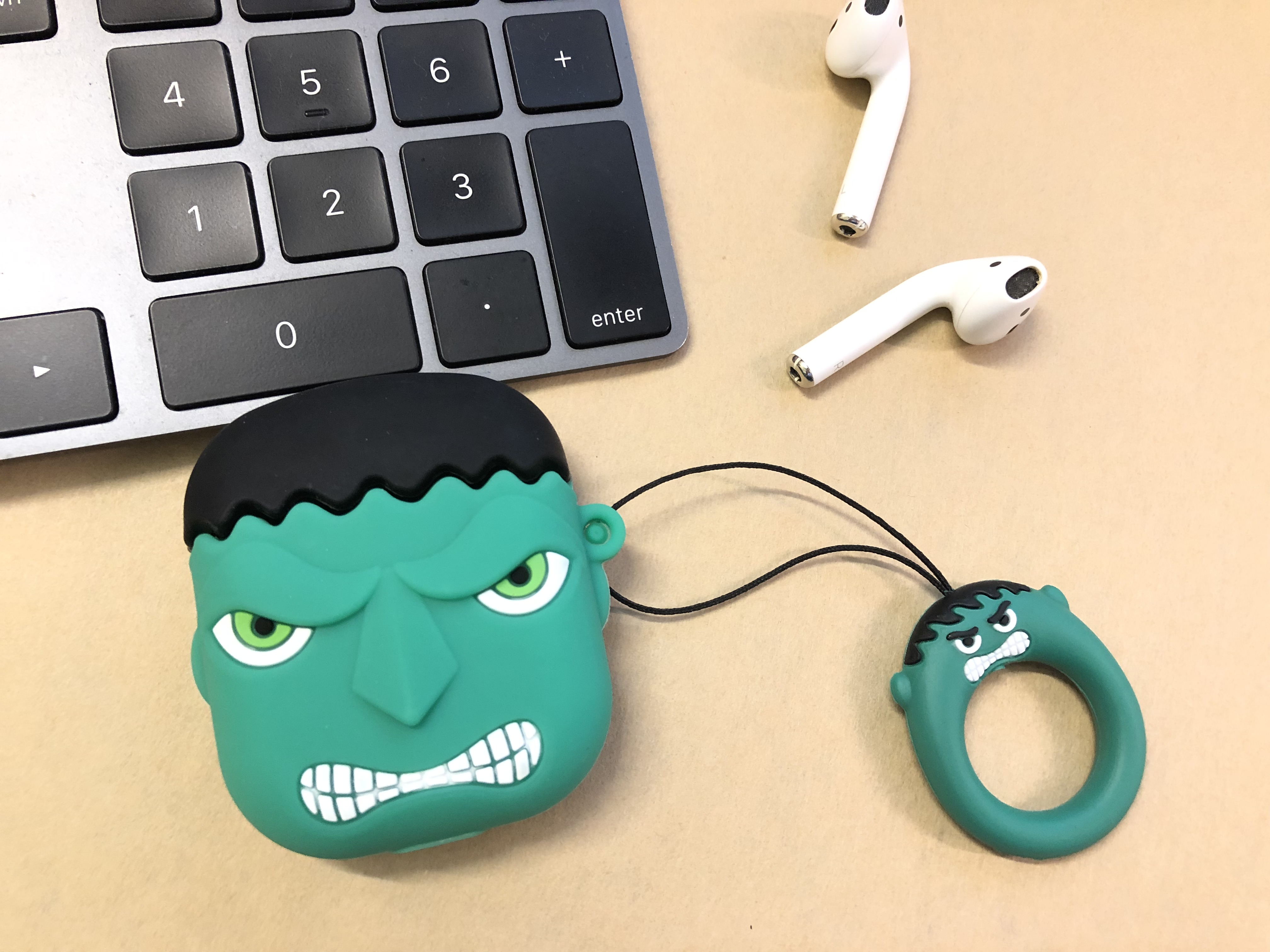 AIRPODS CASE BAO CASE SILICON VỎ ỐP SILICON BẢO VỆ CHO TAI NGHE AIRPODS 1, AIRPODS 2 AVENGERS HÌNH NGƯỜI KHỔNG LỒ XANH HULK