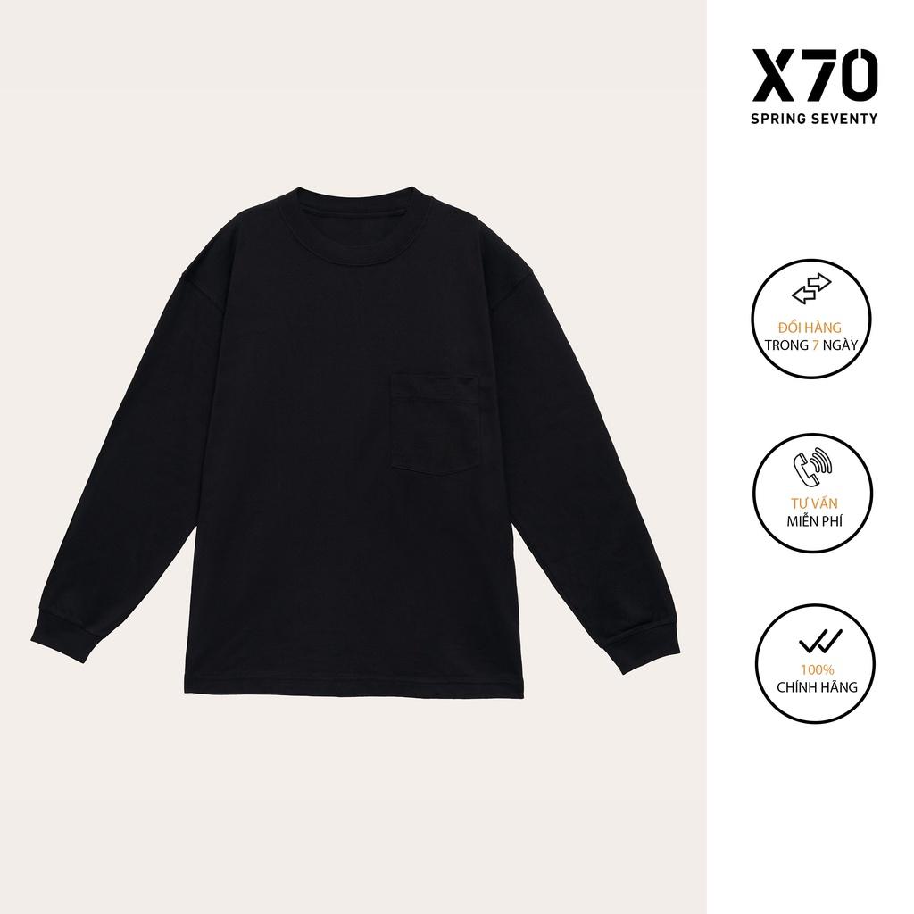 Áo Thun Nam Trơn Kiểu Dáng Cổ Tròn Tay Dài Thiết Kế Có Túi Thời Trang X70 - 06390047