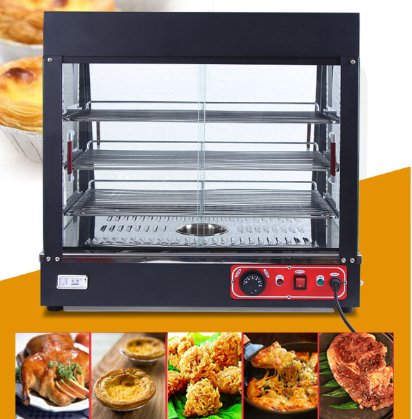 Tủ giữ nóng trưng bày thực phẩm loại 3 khay kính vuông BV-601