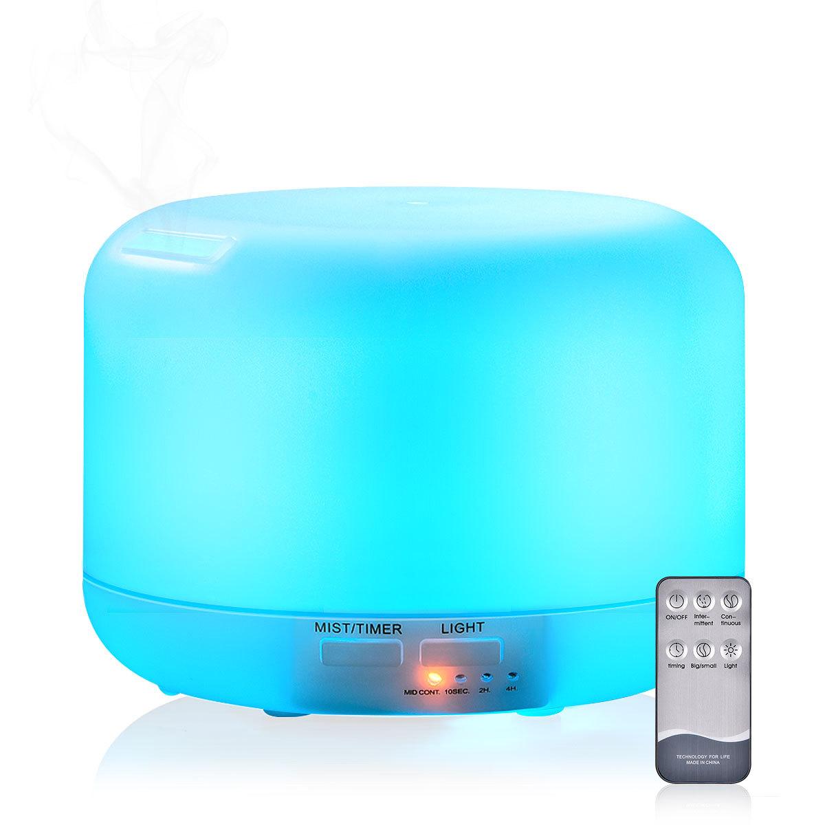 Máy khuếch tán tinh dầu tròn 300ml có remote điều khiển từ xa - Hàng chính hãng GX04K (LED 7 màu)