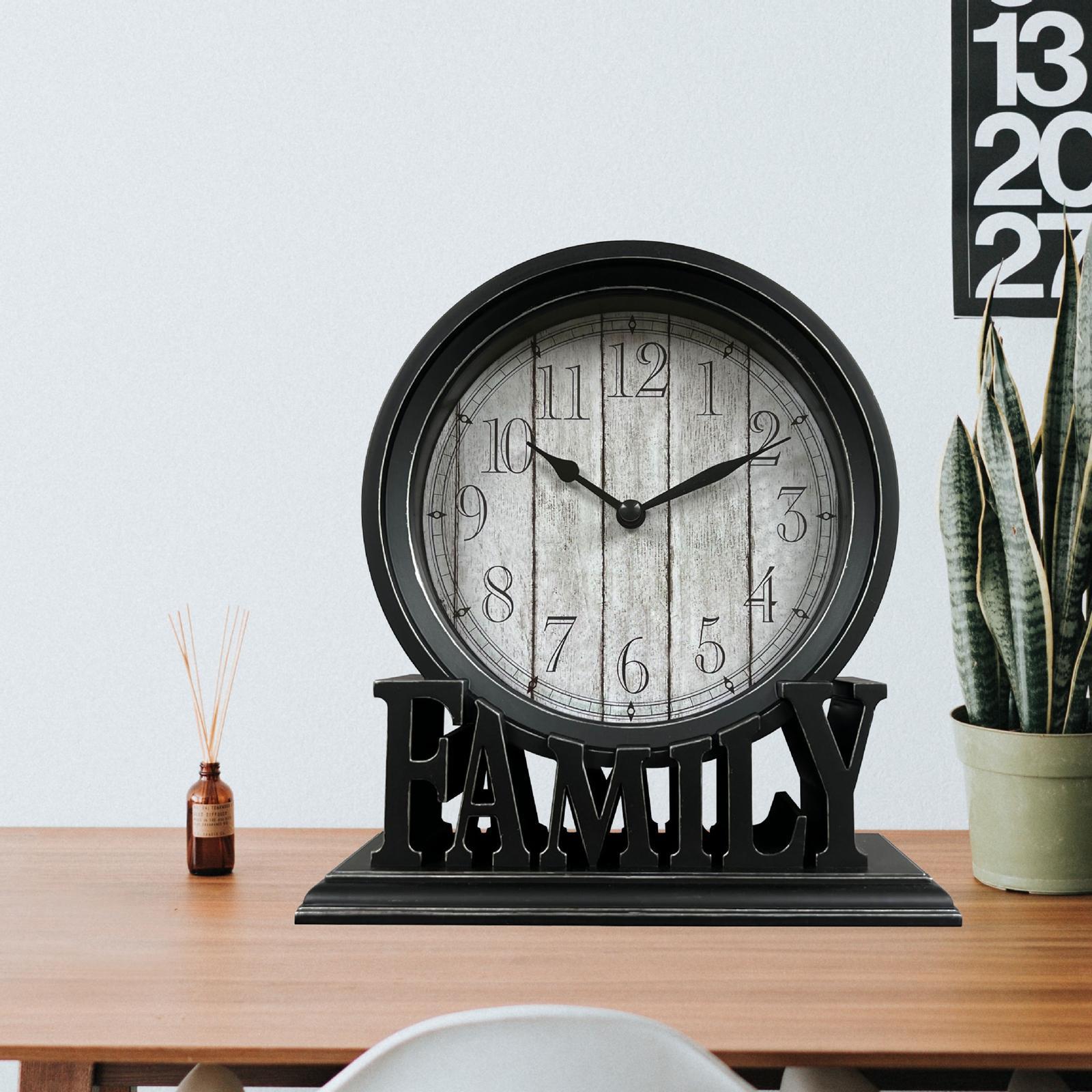 2x Round Table Clock Decorative Silent Kitchen Decor