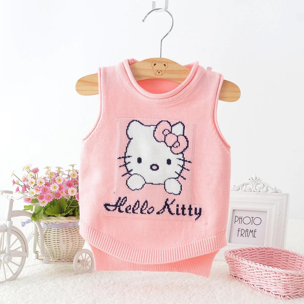 Áo Ghi Lê Len Mèo Hello Kitty đáng yêu cho bé trai và bé gái sơ sinh từ 9-18kg Mẫu hot nhất Thu Đông 2021 - GHILE07