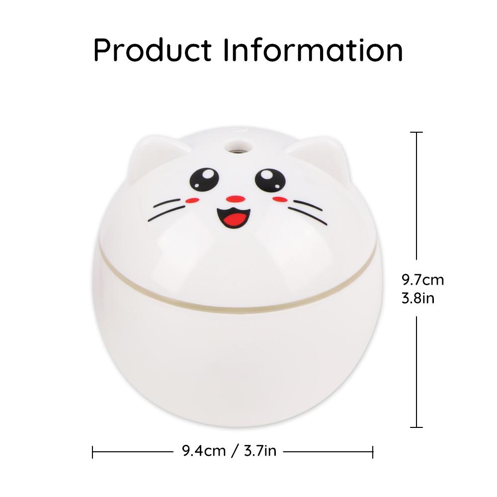 200Ml Mèo USB Di Động Máy Tạo Độ Ẩm Không Khí Siêu Âm Tinh Máy Khuếch Tán Tinh Dầu Đèn Ngủ LED Tặng 10Pc Lọc cho Nhà Xe Ô Tô