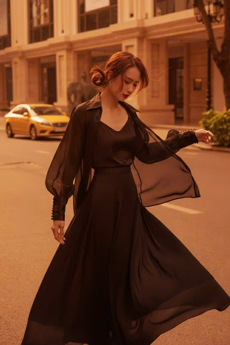 Áo Sơ Mi Tay Dài Xuyên Thấu Organza Huyền Sương Top152