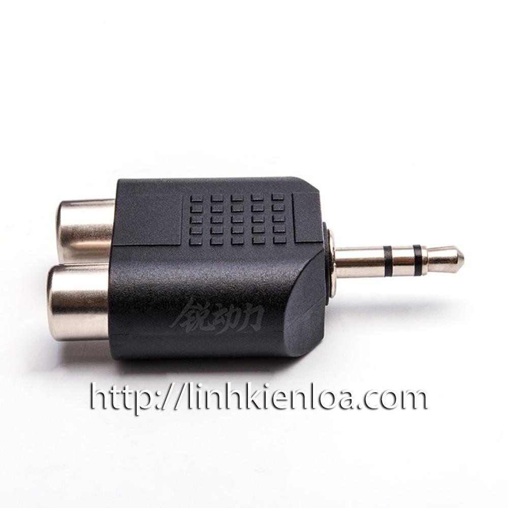 Jack cắm chuyển đổi âm thanh Jack cắm 3.5mm sang 2 đầu hoa sen AV