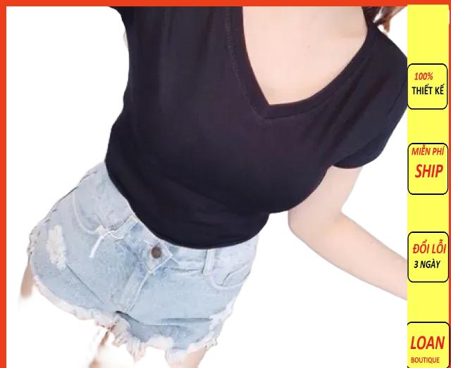 Áo thun cổ tim body thun lạnh hàng có size S,M,L