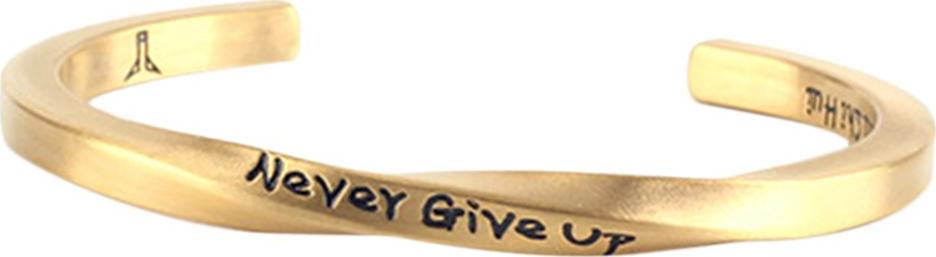 Never Give Up Twist Open Bangle Women Men Couple Jewelry