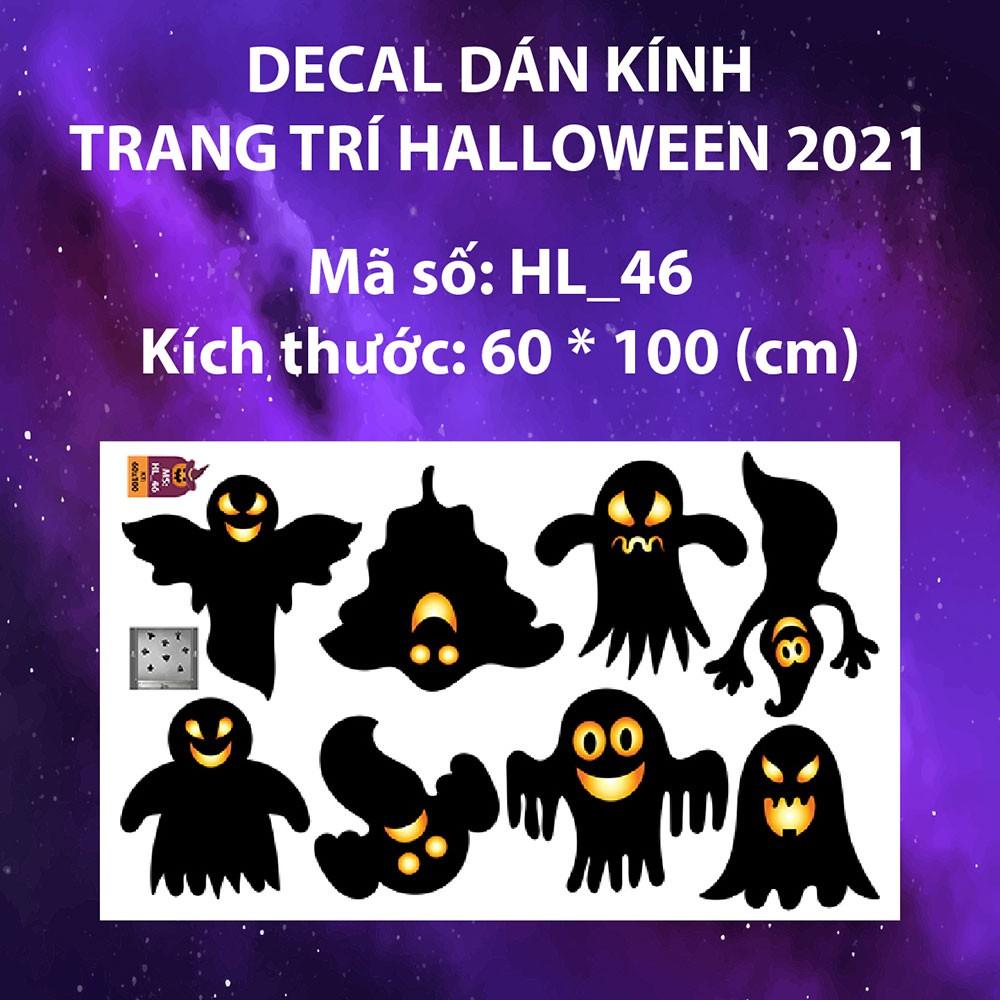 DECAL TRANG TRÍ HALLOWEEN 2021 COMBO BÍ NGÔ VÀ BÓNG MA ĐEN