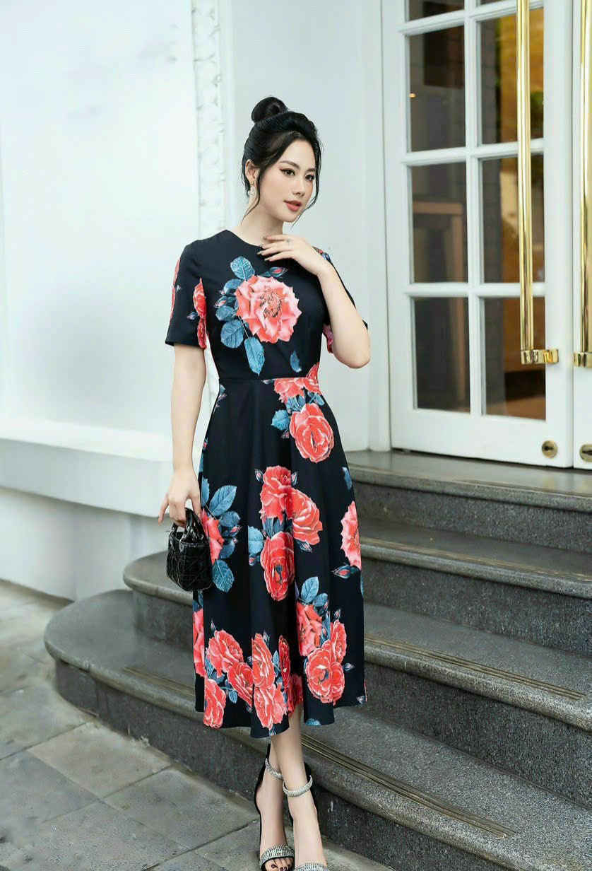 ĐẦM XÒE LỤA HỌA TIẾT SIÊU ĐẸP
