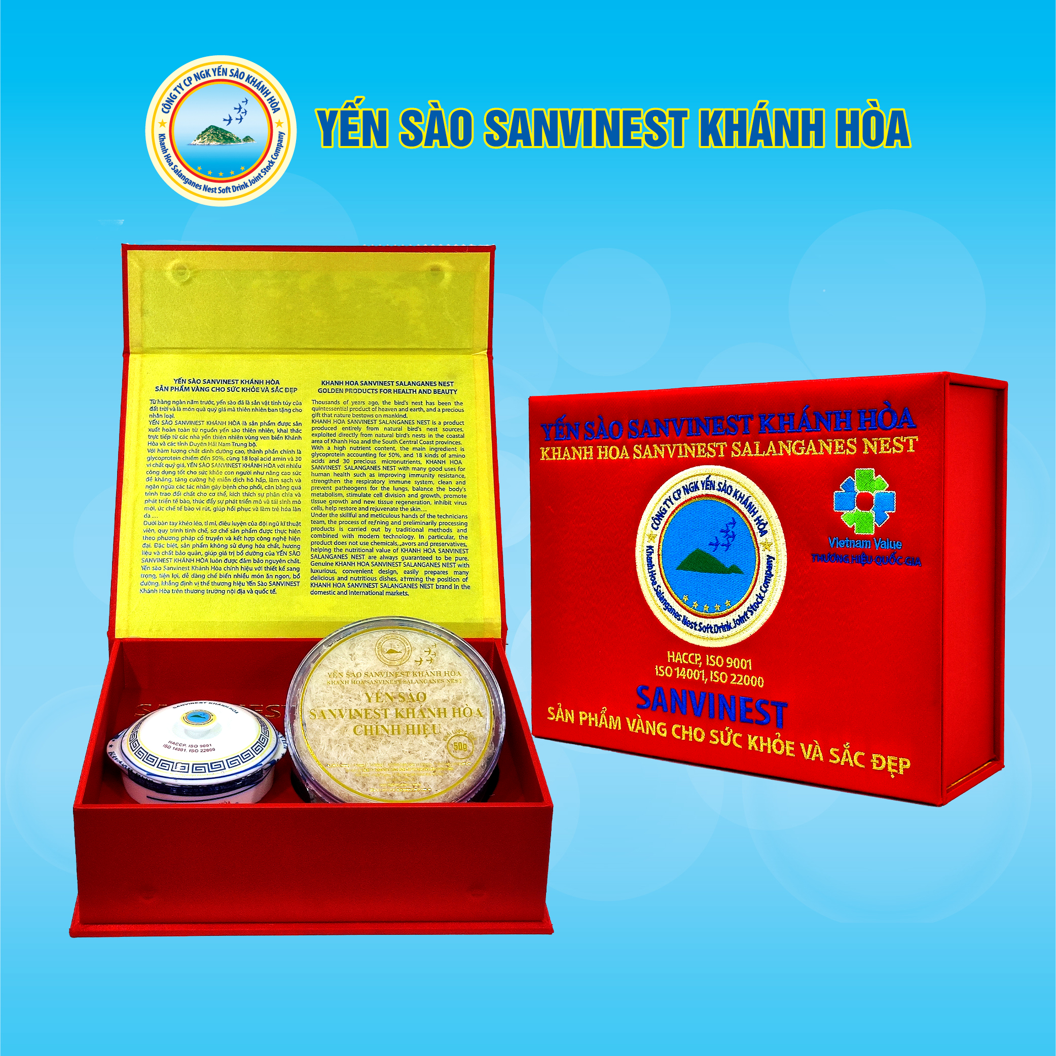 Hộp quà tặng Yến sào Sanvinest Khánh Hòa chính hiệu tinh chế 50g - Q550