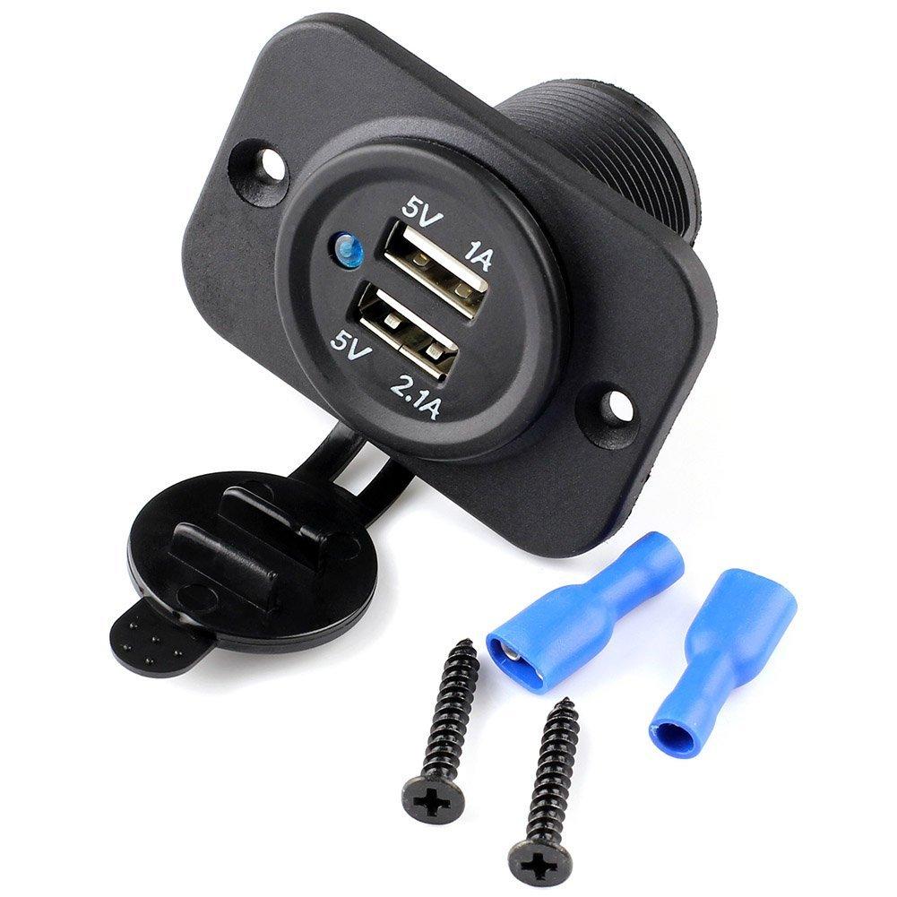 3.1Amp Dual USB Socket Charger Power Outlet for Car Boat Marine Motorcycle with Blue LED Digital Display - 12V