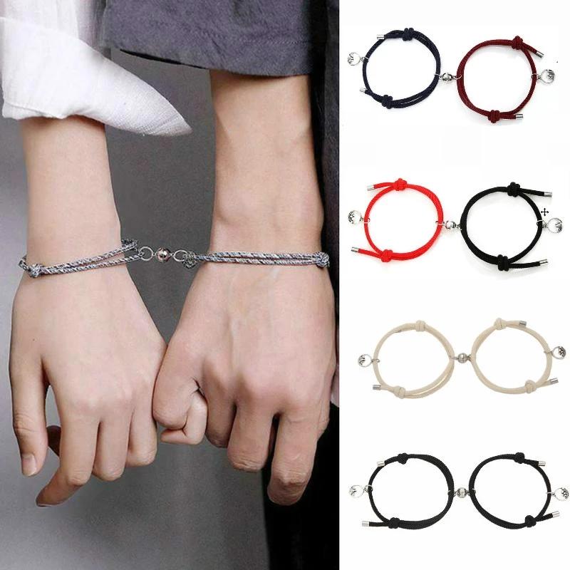 2 Pcs of Couples Magnet Bracelets Creative Personality Couples Bracelet for Men and Women