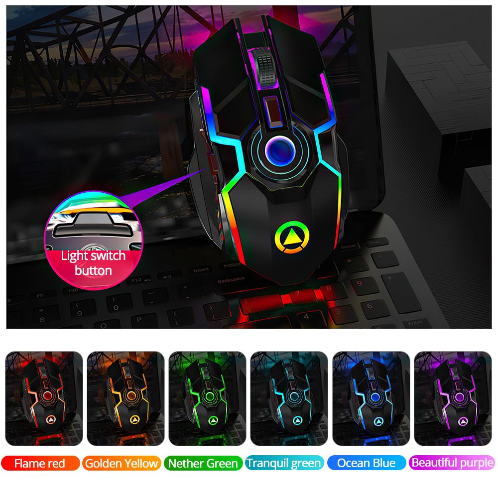 Hay Cơ Học 2.4G Quang USB Chuột Không Dây Silent Chuột Chơi Game RGB Backlit Cho Tính Laptop Công Sở Trò Chơi