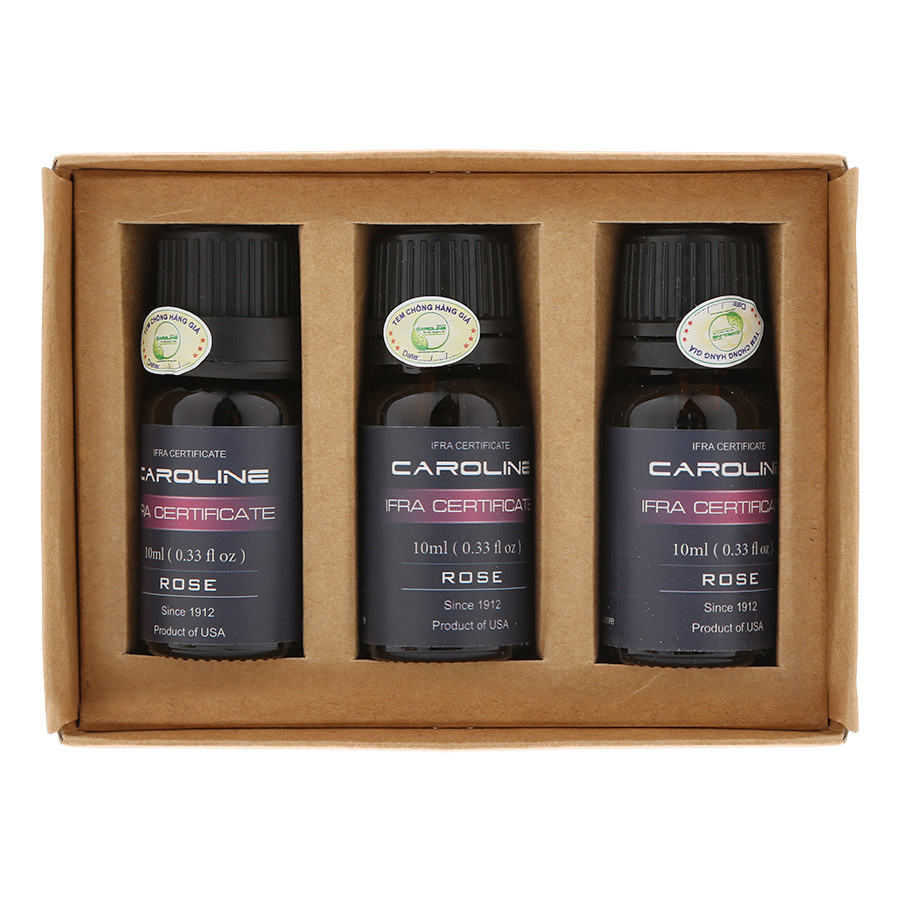 Combo 3 Chai Tinh Dầu Hoa Hồng Caroline 10ml