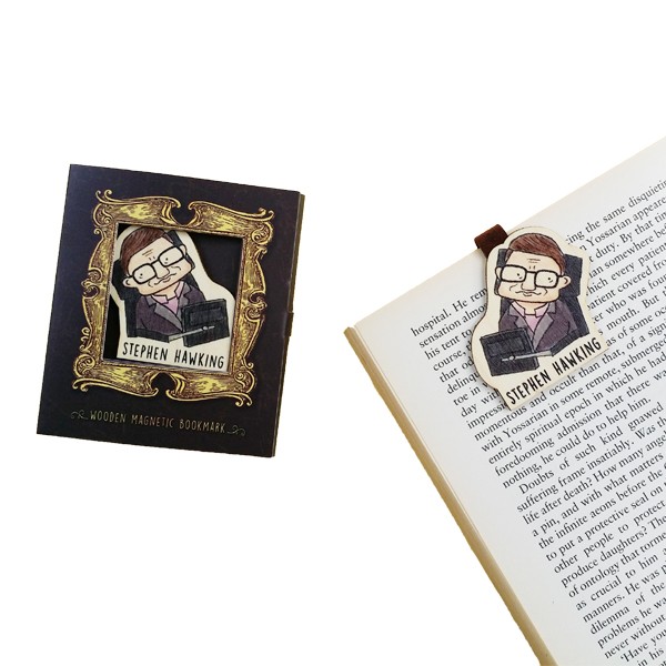 Bookmark gỗ nam châm Stephen Hawking