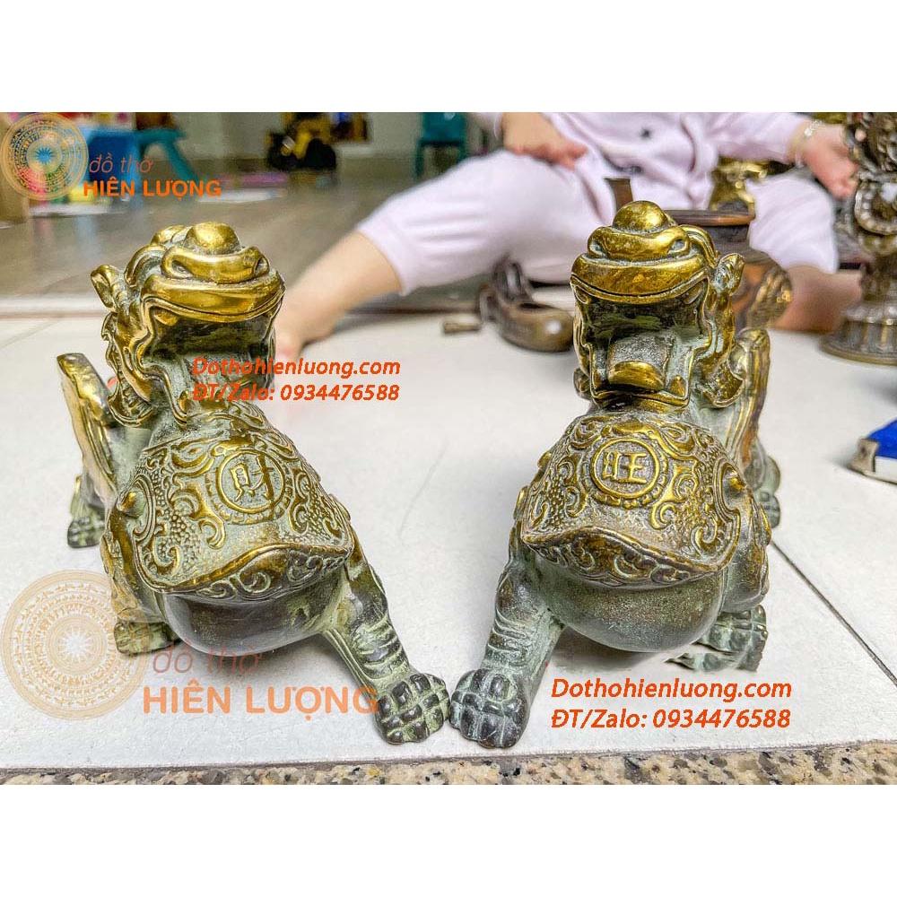 Đôi Tỳ Hưu Như Ý Màu Xanh Giả Cổ Kích Thước 23x8x13cm, Nặng 2,4kg/đôi Bằng Đồng Nguyên Chất Đẹp - Đồ Thờ Hiên Lượng