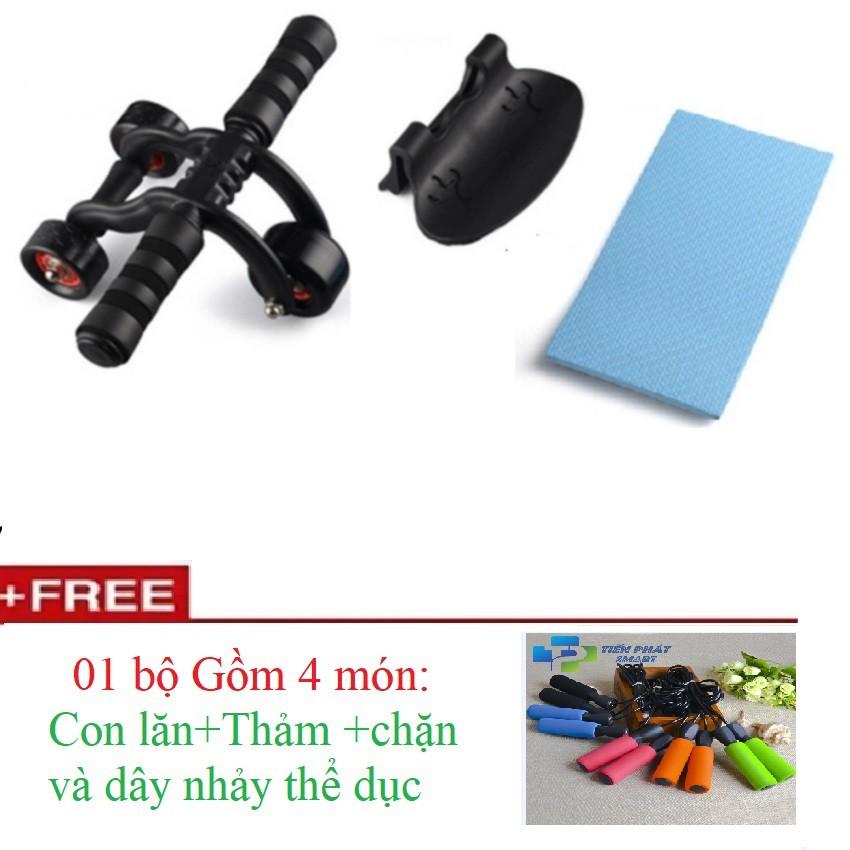 Con lăn 4 bánh, 3 bánh tặng dây nhảy thể dục