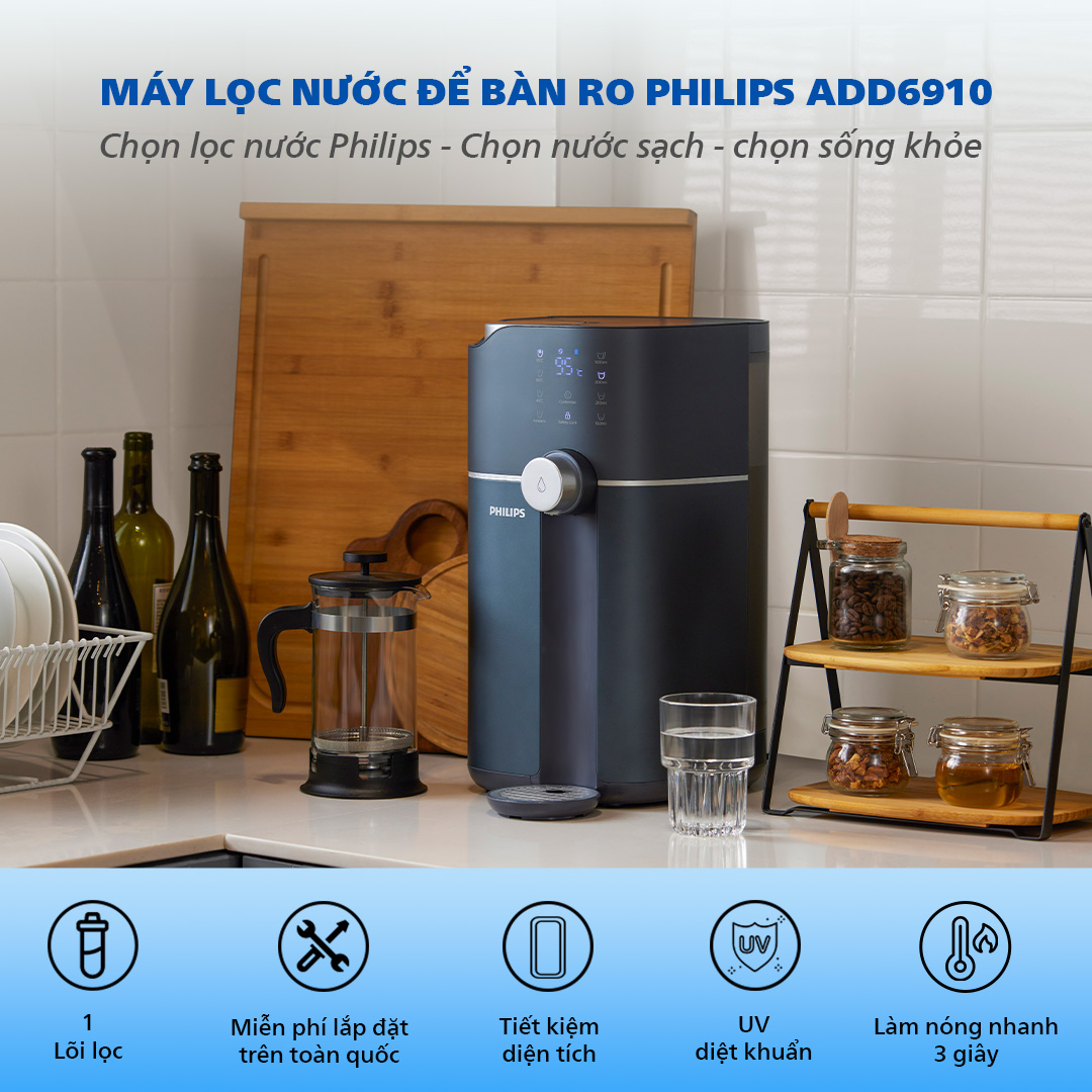 Máy Lọc Nước Để Bàn RO Philips ADD6910DG hàng chính hãng