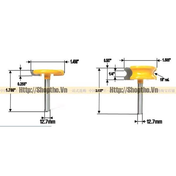 Bộ 2 mũi phay ghép cung tròn - Colet 12.7mm