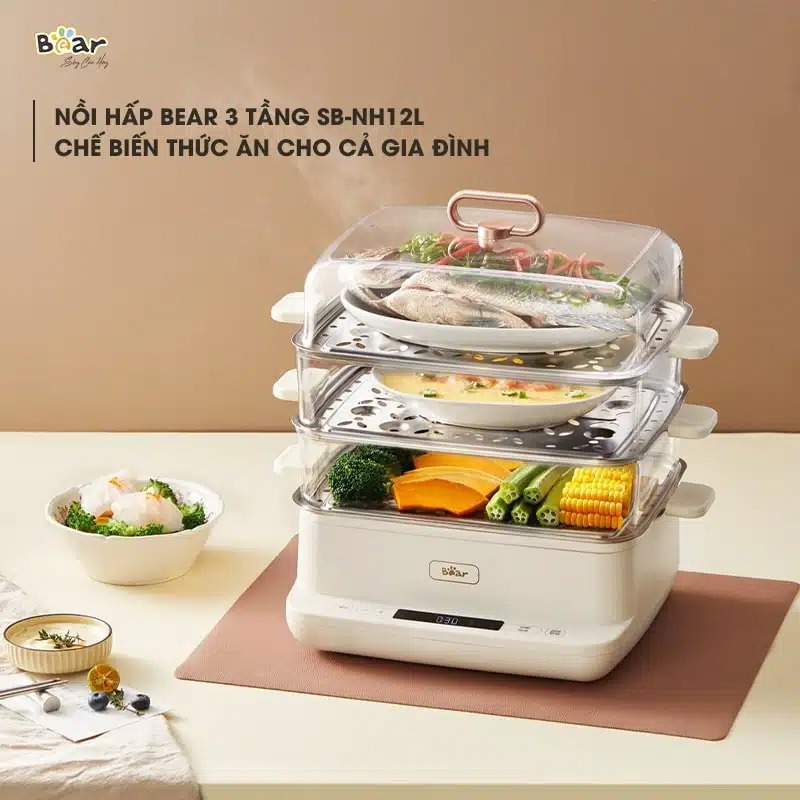 Nồi hấp 12 lít Bear SB-NH12L - Hàng Chính Hãng