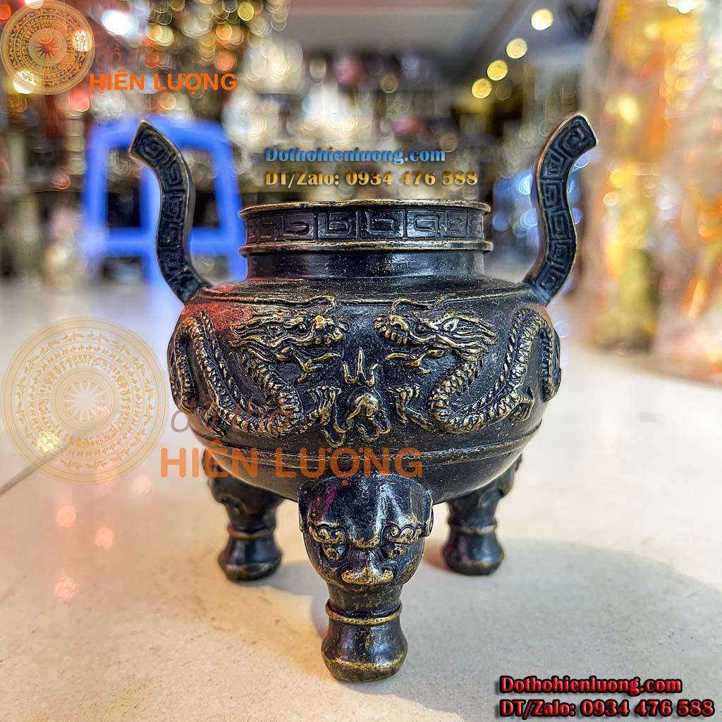 Tháp Trầm 2 Tầng Có Đế Bằng Đồng Phong Thủy Màu Đen