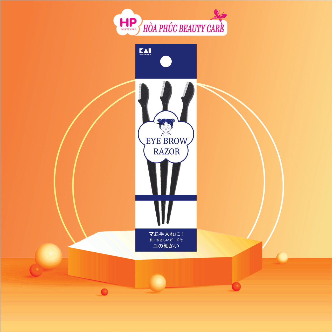Dao Cạo Lông Mày Kai Groom 38531 - HC1161 Màu Đen (Set 3 Cây)