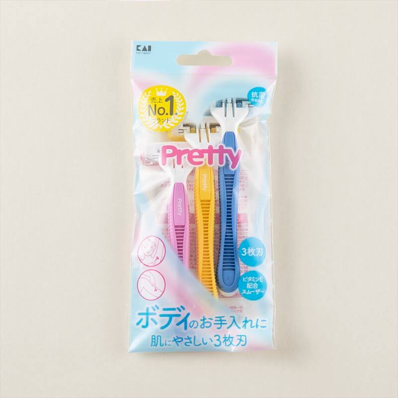 Set 03 chiếc dao cạo 3 lưỡi kép Pretty lưỡi thép mạ 2 lớp Titanium sắc bén & bền bỉ - nội địa Nhật Bản