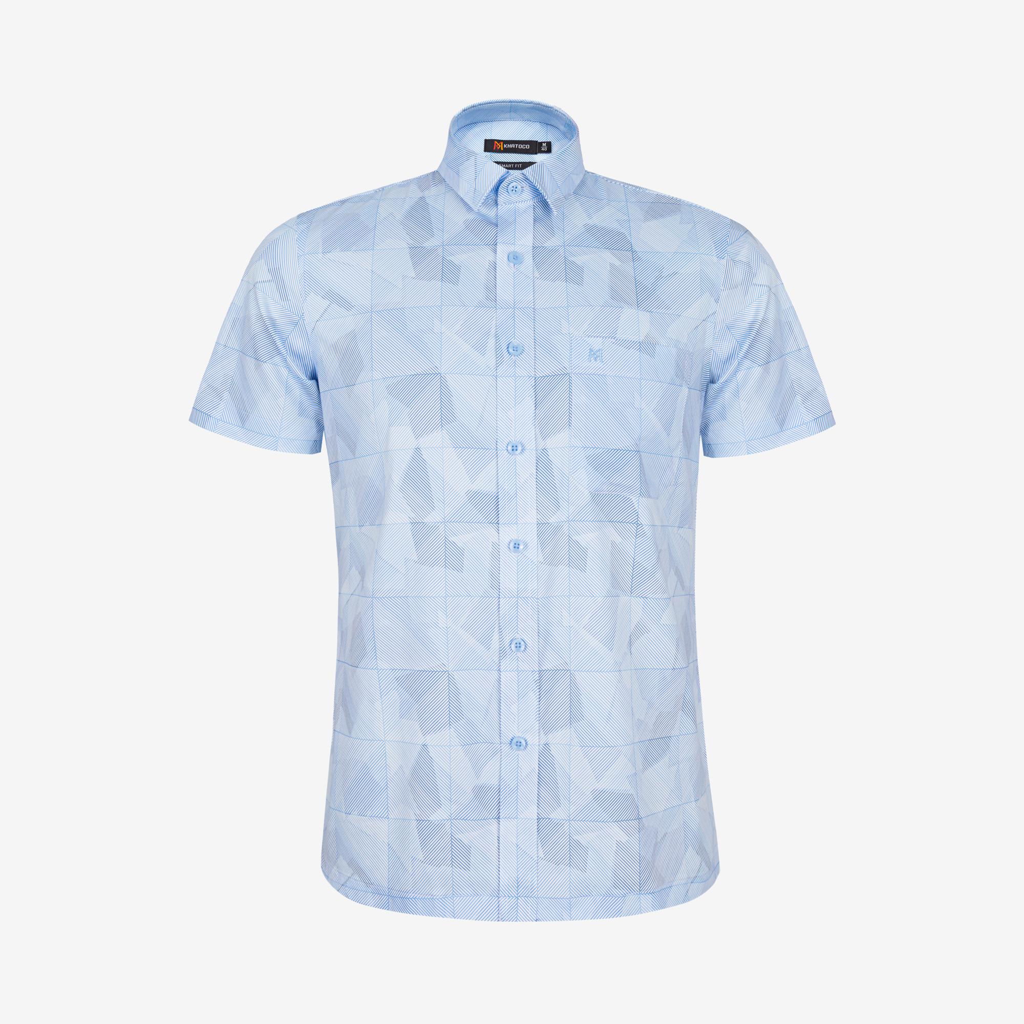 Áo sơ mi nam KHATOCO Smart Fit ngắn tay A1MN538S2-CNIN871-2711-N
