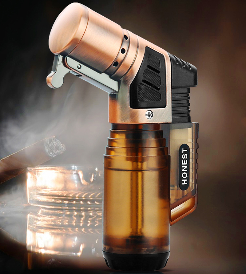 Vỏ Hột Quẹt Bật Lửa Gas Honest BCZ-779 Khò 3 Tia Cực Mạnh, Nhìn Thấy Lượng Gas Bên Trong - Nhiều Màu