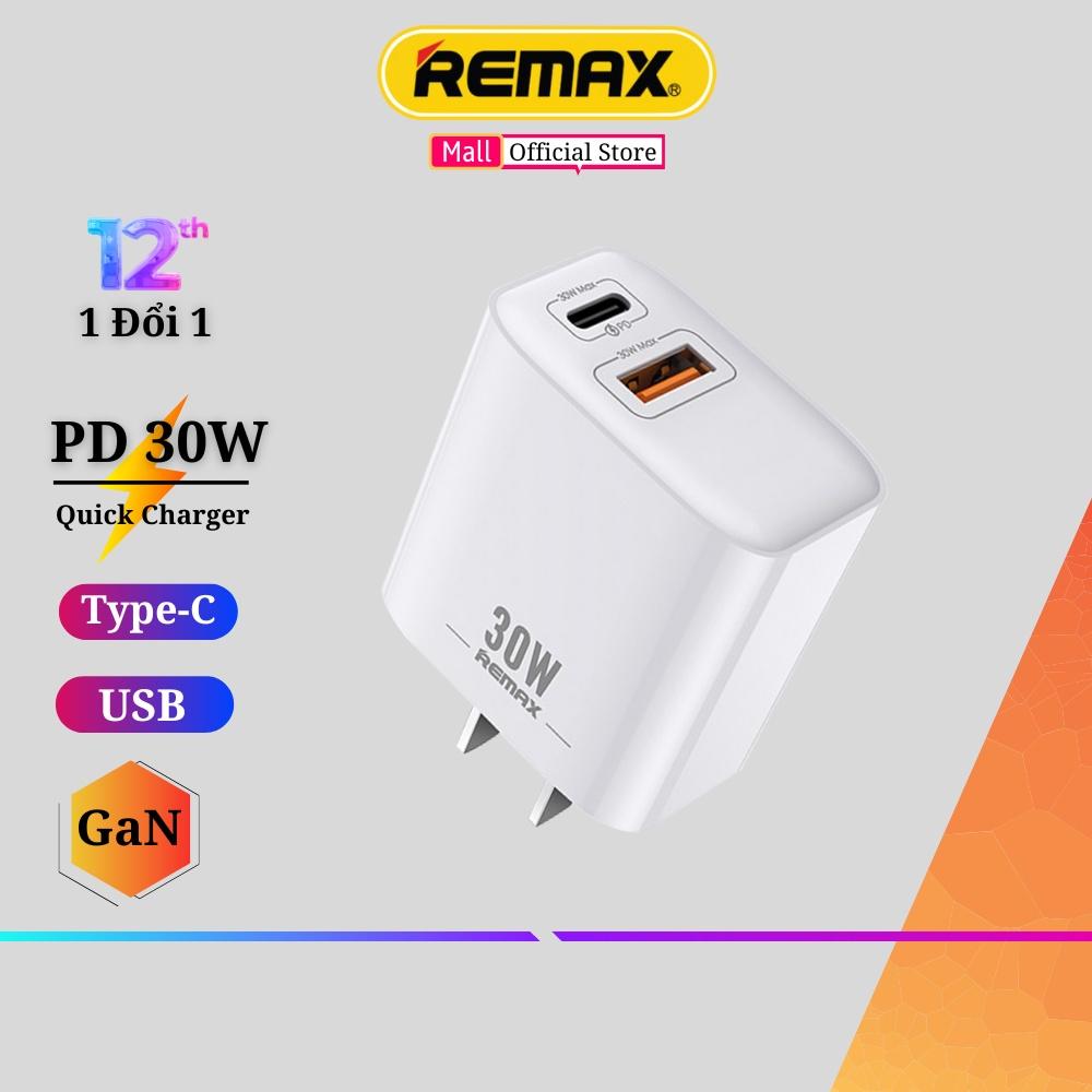 Củ Sạc Nhanh Remax PD 30W USB Type C - Cốc Sạc Hỗ Trợ Sạc Nhanh QC 3.0 Remax RP-U82- Hàng Chính Hãng