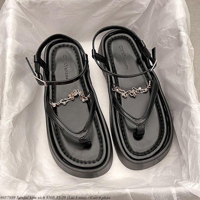 Giày sandal nữ Ulzzang, giày quai hậu đi học nữ phong cách tiểu thư quai mảnh kèm xích đế cao