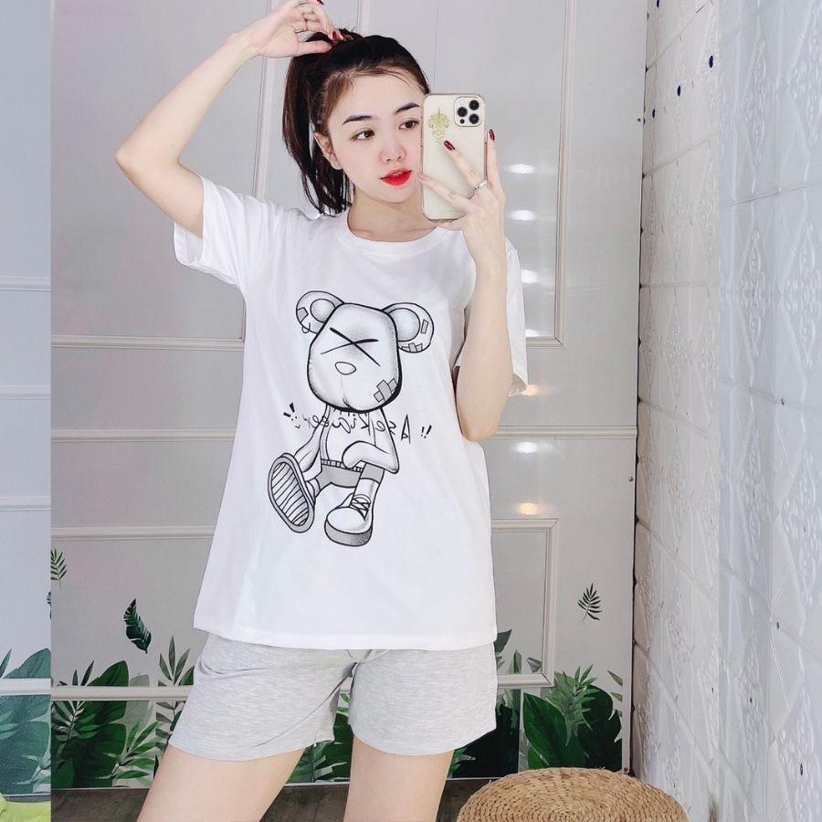 Đồ bộ nữ đồ mặc nhà đẹp đồ ngủ nữ quần đùi dễ thương ESHOP AD14 thun cotton co giãn thể thao bigsize