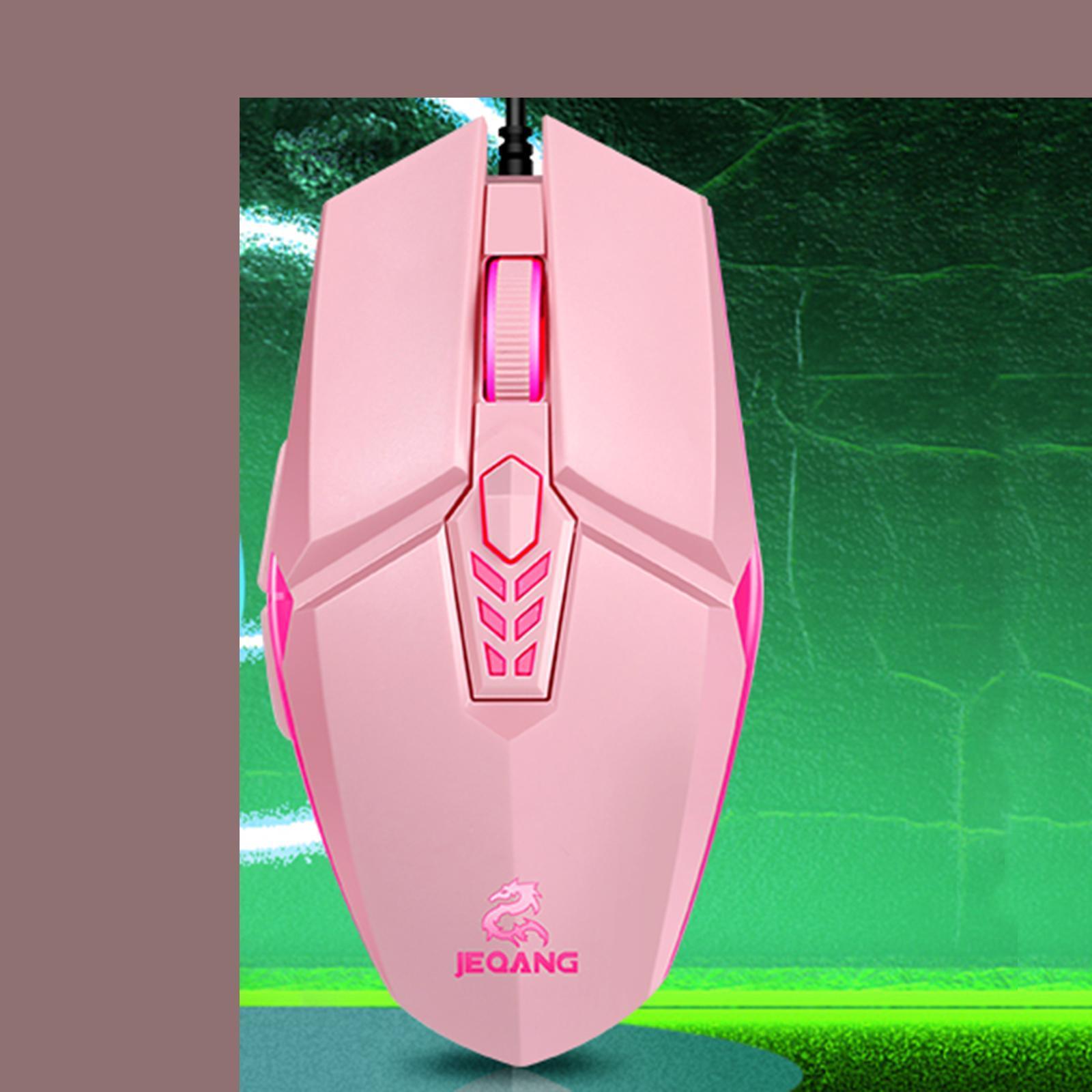 LED Backlit RGB Wired Gaming Mouse 3200 DPI Adjustable Mice Pink