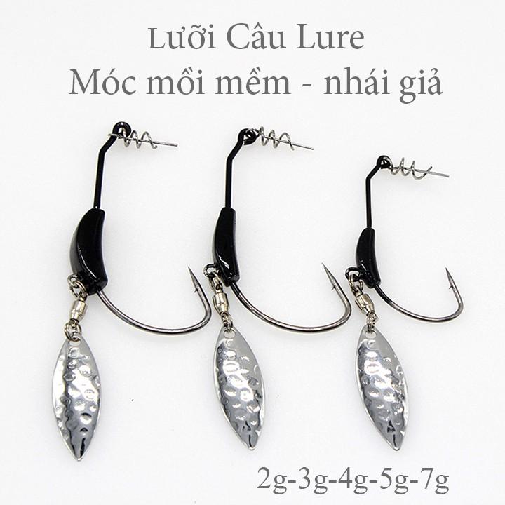 lưỡi câu lure, lưỡi câu móc mồi mềm, nhái giả, nhái thật có thìa xoay