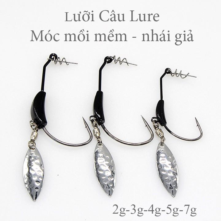 Lưỡi câu lure, lưỡi câu móc mồi mềm, nhái giả, nhái thật có thìa xoay