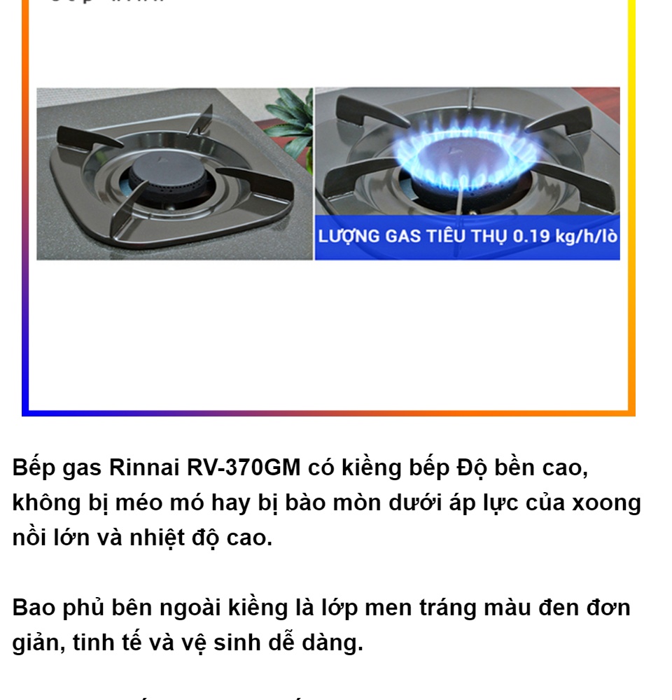 Bếp Gas Dương Đôi Rinnai RV-370(GM)N – Đen- Hãng chính hãng