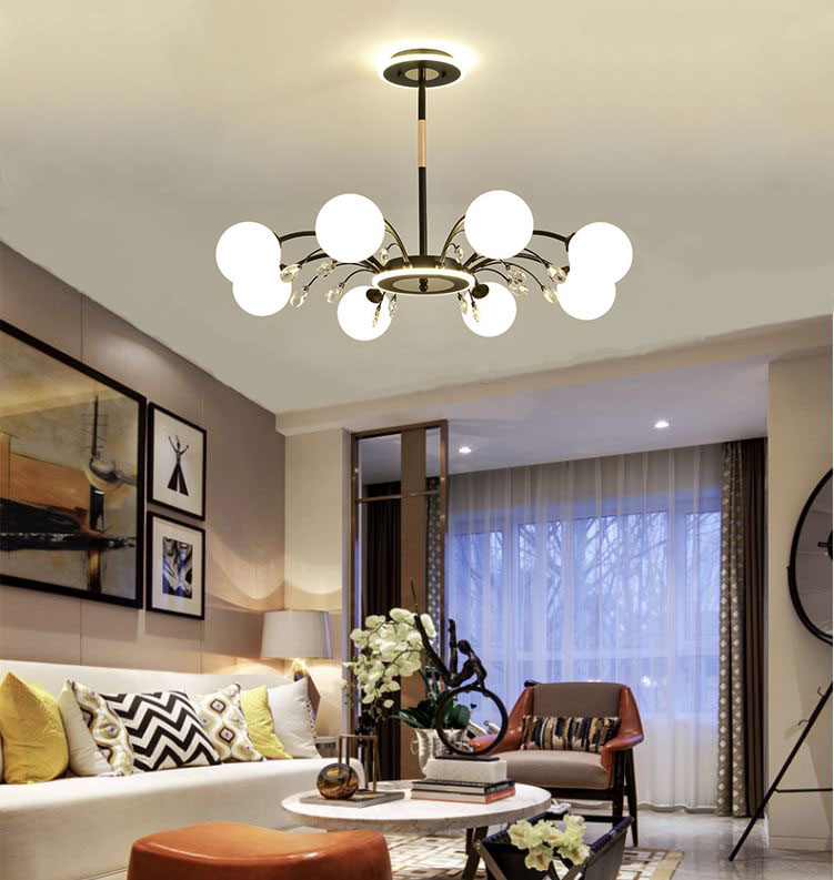 Đèn chùm SYNEY hiện đại trang trí nhà cửa sang trọng, độc đáo loại 8 bóng - kèm bóng LED chuyên dụng.