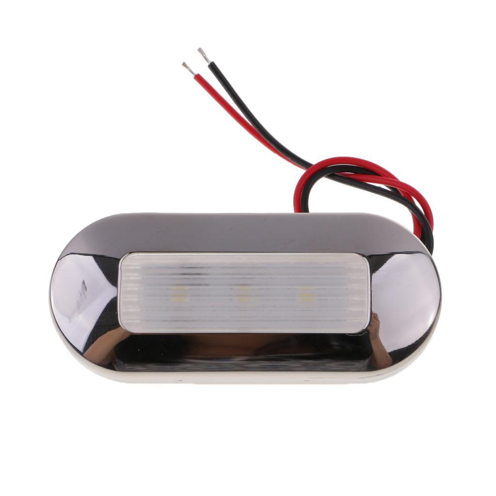 2pcs 12V Marine 3 LED Oblong Oval Surface Mount Courtesy Accent Light White