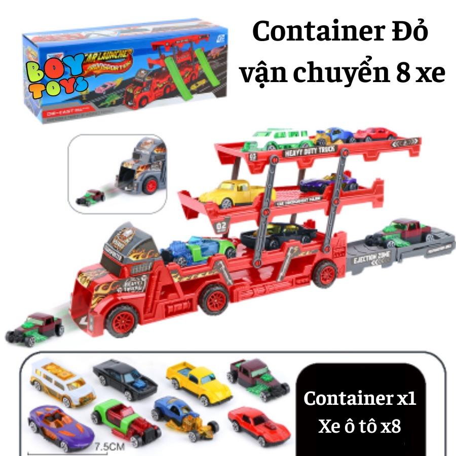 Hộp đồ chơi xe Container 3 tầng vận chuyển 8 xe cho bé thỏa sức vui chơi