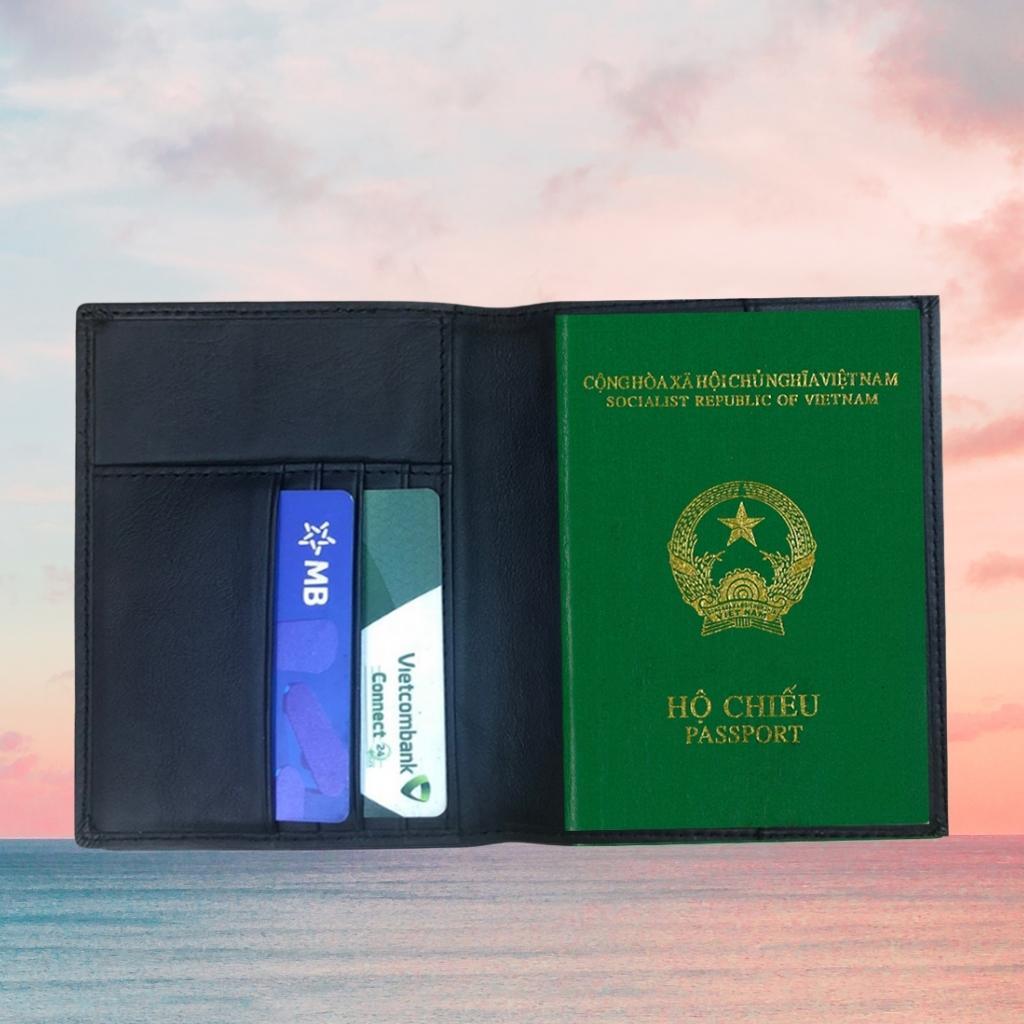 Ví đựng hộ chiếu Passport thời trang chất liệu da bò cao cấp 40596 màu đen