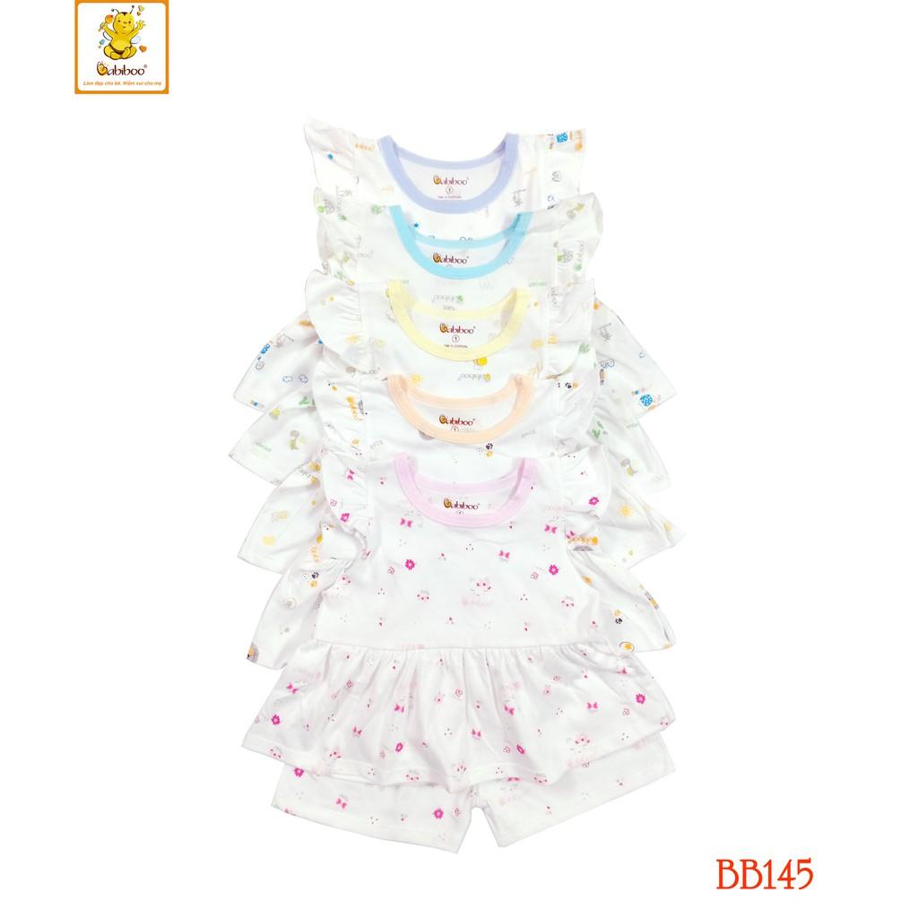 Bộ cotton bé gái cánh tiên in hình đáng yêu BABIBOO – BB145