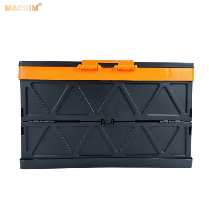 Hộp đựng đồ 48l màu đen pha cam xếp gọn kích thước 50cm x 32cm x 31cm - hộp đựng đồ trong cốp ô tô nhãn hiệu Macsim chất liệu PP cao cấp