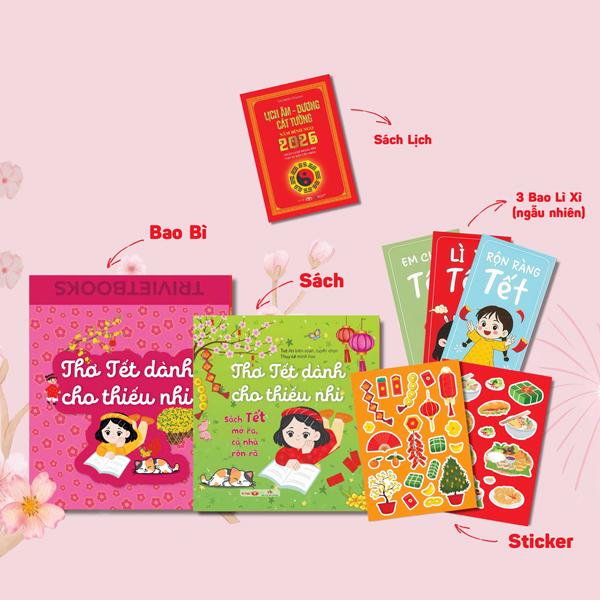 Sách - Sách Tết Mở Ra, Cả Nhà Rộn Rã - Thơ Tết Dành Cho Thiếu Nhi - Tặng Kèm Bao Thư + Sticker + Set 3 Bao Lì Xì + Sách Lịch Âm Dương Cát Tường 2026