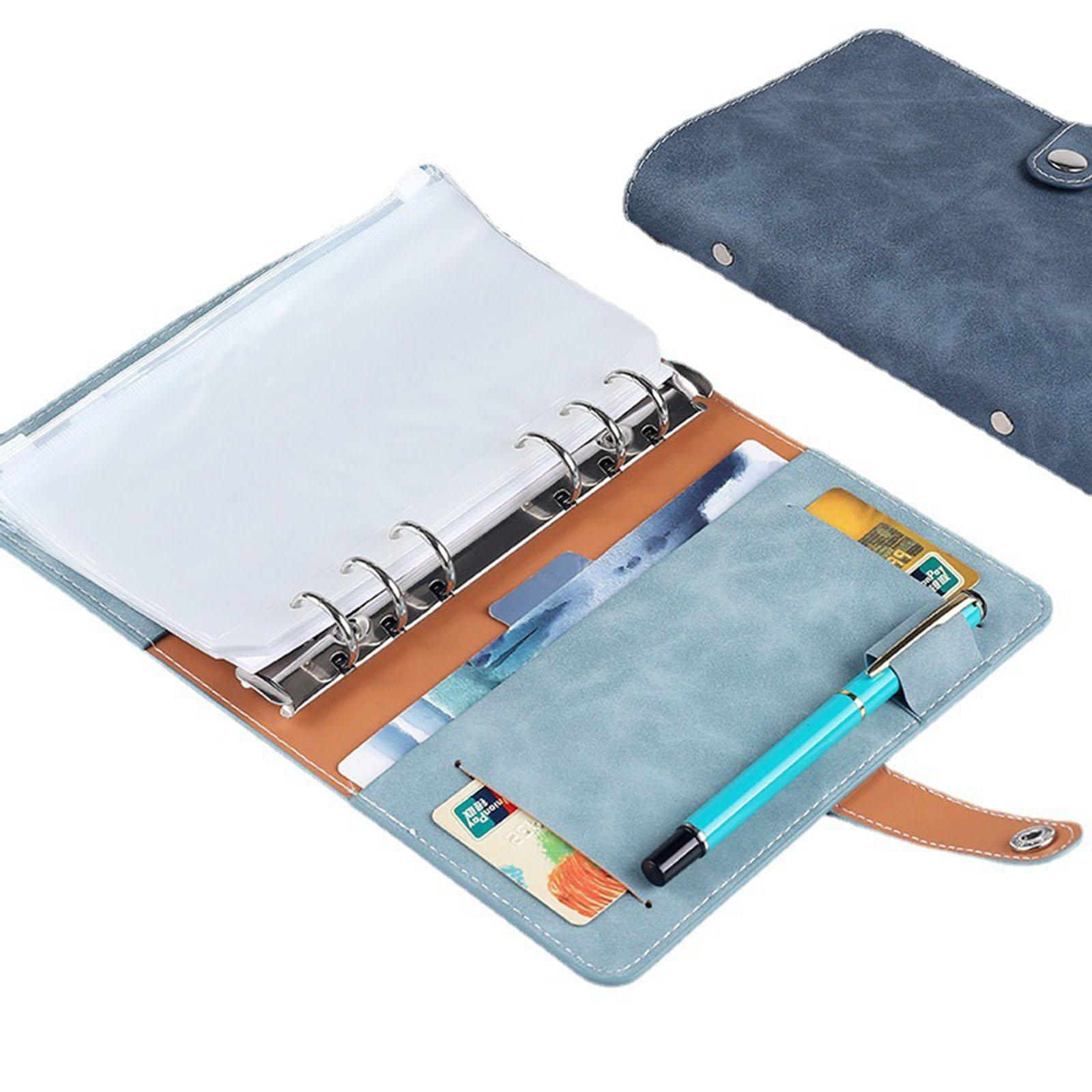 A6 Cash Envelopes Binder Wallet, PU Leather Budget Planner Notebook with 8Pcs Zipper Pockets,Coupon Organizer Lose Leaf Cash Binder for Budgeting