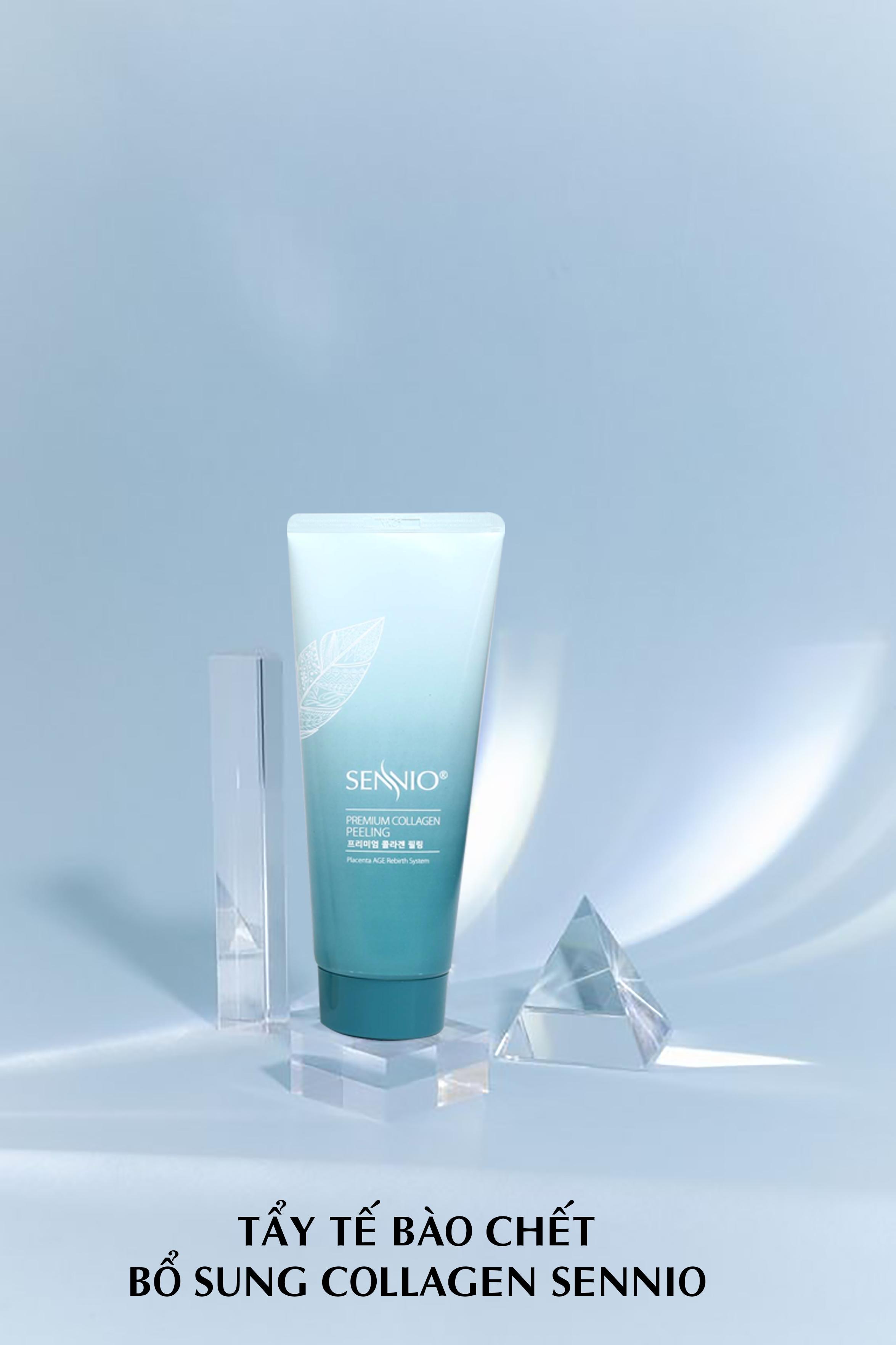 Gel tẩy tế bào chết mặt bổ sung Collagen Sennio Premium Collagen Peeling sạch sâu phù hợp cho da dầu mụn 180ml SNO 806