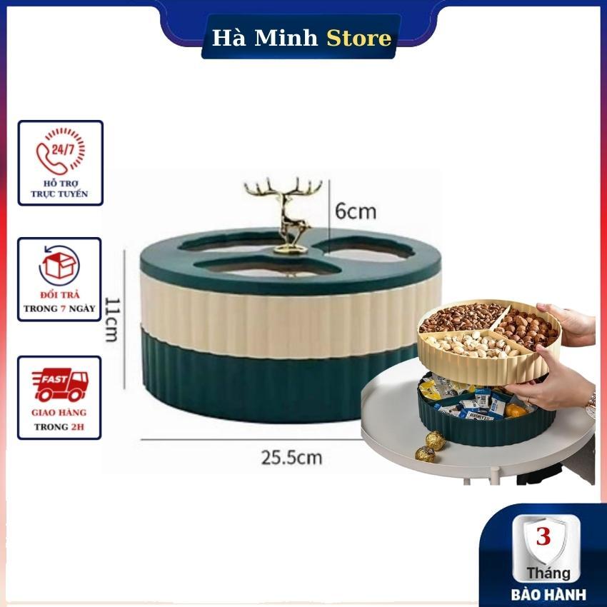 Khay mứt tết khay đựng bánh kẹo 2 tầng hươu vàng cấp hộp đựng mứt Hà Minh Store