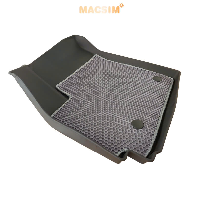 Thảm sd3 dạng lưới lục giác 2 lớp Kia Carens new (màu ghi) bề mặt cao su siêu sạch nhãn hiệu Macsim