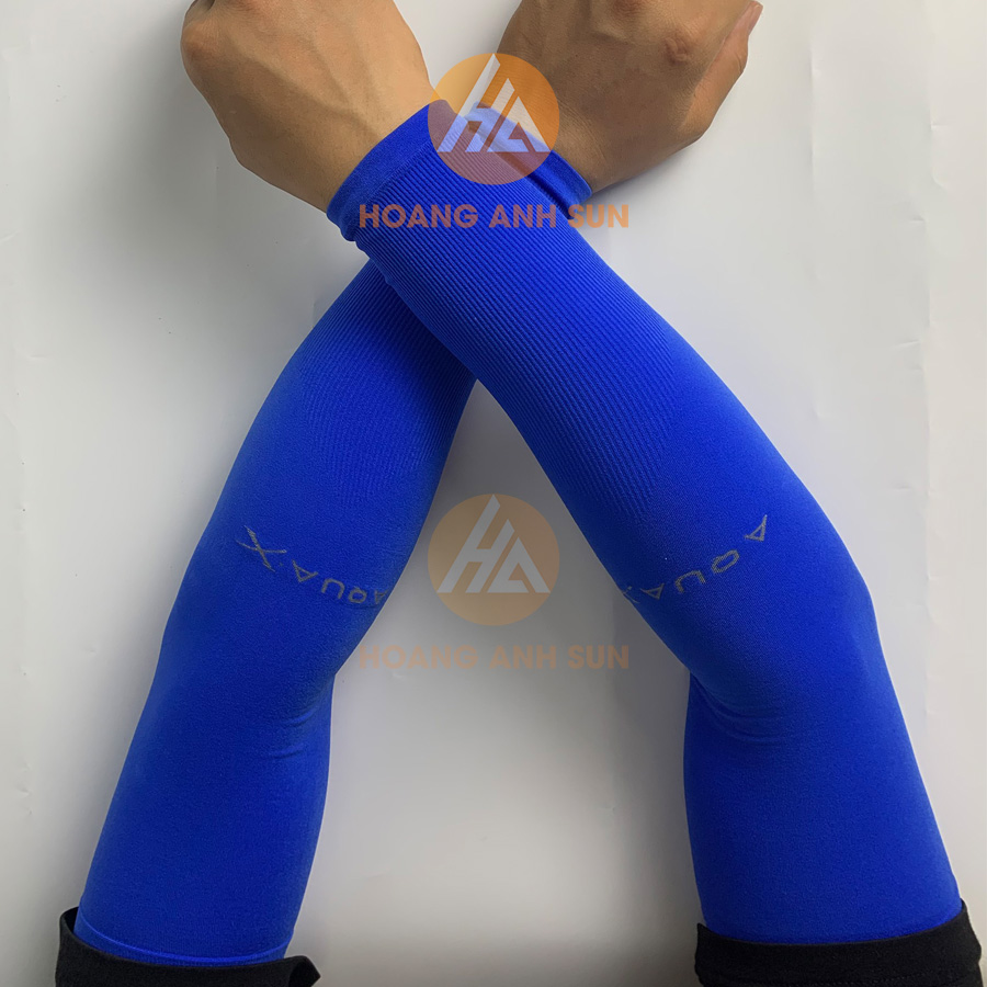 Găng tay chống nắng Aqua-X xanh dương cho nam nữ | Ống tay chống UV vải dày dặn, thun lạnh, co giãn 4 chiều, màu độc quyền